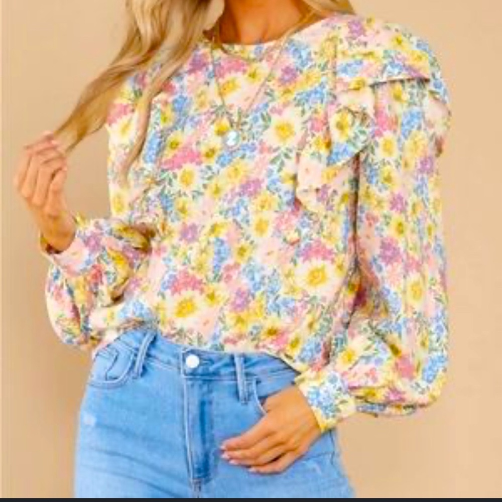 Aura  Red Dress Boutique Floral Blouse